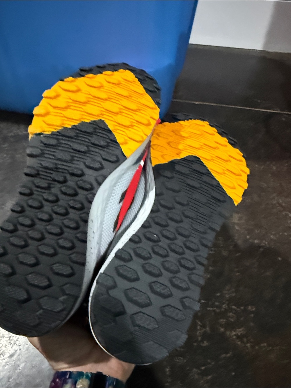 New Balance White, Navy & Yellow Kids Running Shoes - Picture 5 of 6